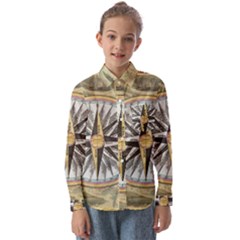Map Vintage Nautical Collage Kids  Long Sleeve Shirt by Sapixe