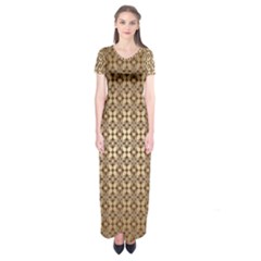 Background-chevron Chocolate Short Sleeve Maxi Dress by nateshop