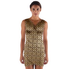 Background-chevron Chocolate Wrap Front Bodycon Dress by nateshop