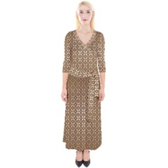 Background-chevron Chocolate Quarter Sleeve Wrap Maxi Dress by nateshop