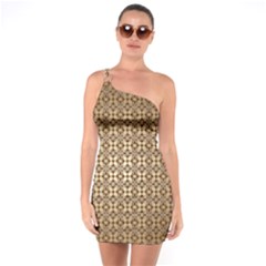 Background-chevron Chocolate One Soulder Bodycon Dress by nateshop