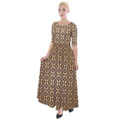 Background-chevron Chocolate Half Sleeves Maxi Dress by nateshop