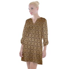 Background-chevron Chocolate Open Neck Shift Dress by nateshop