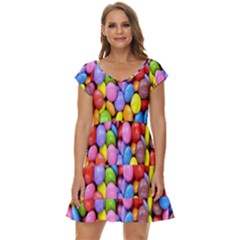 Candy Short Sleeve Tiered Mini Dress by nateshop