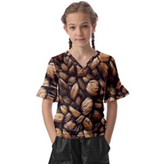 Coffe Kids  V-neck Horn Sleeve Blouse by nateshop