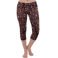 Coffee Beans Food Texture Capri Yoga Leggings by artworkshop