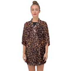Coffee Beans Food Texture Half Sleeve Chiffon Kimono by artworkshop