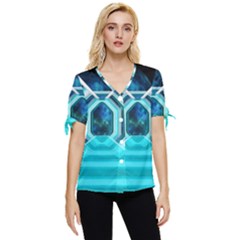 Space Ship Sci Fi Fantasy Science Bow Sleeve Button Up Top by Jancukart