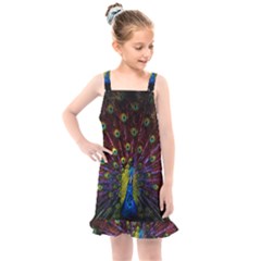 Beautiful Peacock Feather Kids  Overall Dress by Jancukart