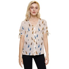 Raindrops Water Drops Pattern Bow Sleeve Button Up Top by Amaryn4rt
