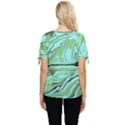Waves Marbled Abstract Background Bow Sleeve Button Up Top View4