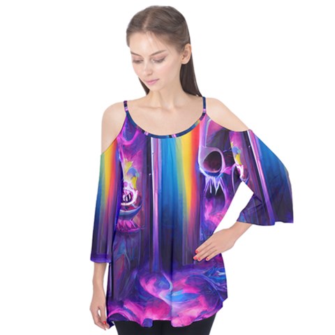 Purple Drawing Digital Art Flutter Tees by Amaryn4rt