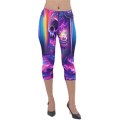 Purple Drawing Digital Art Lightweight Velour Capri Leggings  by Amaryn4rt