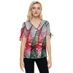 Abstract Pattern Art Colorful Bow Sleeve Button Up Top by Amaryn4rt