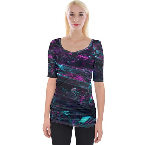 Space Futuristic Shiny Abstraction Wide Neckline Tee by Amaryn4rt