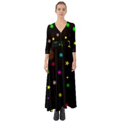 Stars Seamless Pattern Celebration Button Up Boho Maxi Dress by Amaryn4rt