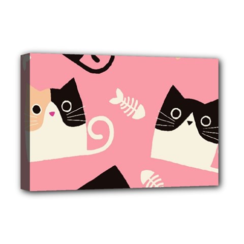 Cat Pattern Backgroundpet Deluxe Canvas 18  X 12  (stretched) by Amaryn4rt