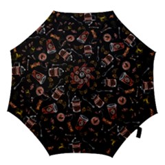 Coffee Watercolor Background Hook Handle Umbrellas (medium) by Amaryn4rt