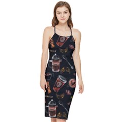 Coffee Watercolor Background Bodycon Cross Back Summer Dress by Amaryn4rt