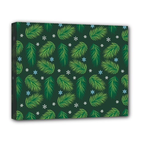 Leaves Snowflake Pattern Holiday Deluxe Canvas 20  X 16  (stretched) by Amaryn4rt