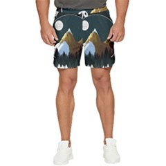 Mountains Forest Moon Stars View Men s Runner Shorts by Wegoenart