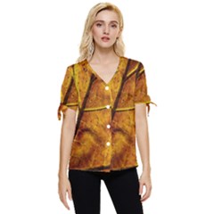 Leaf Leaf Veins Fall Bow Sleeve Button Up Top by artworkshop