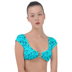 Flower Texture Textile Cap Sleeve Ring Bikini Top by artworkshop