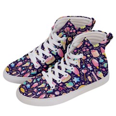 Cute-seamless-pattern-with-colorful-sweets-cakes-lollipops Women s Hi-top Skate Sneakers by Wegoenart