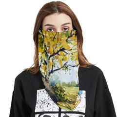 Landscape Painting Meadow Garden Face Covering Bandana (triangle) by Wegoenart
