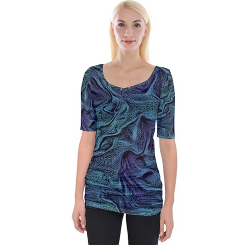 Abstract Waves Background Texture Wave Wide Neckline Tee by Wegoenart