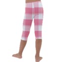 Pink and white plaids Kids  Lightweight Velour Capri Leggings  View4
