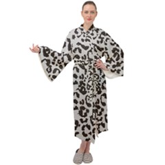 Grey And Black Jaguar Dots Maxi Velour Kimono by ConteMonfrey