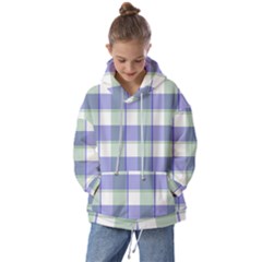 Blue And Green Plaids Kids  Oversized Hoodie by ConteMonfrey