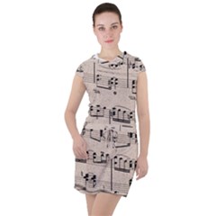 Art Vintage Music Paper Background Design Drawstring Hooded Dress by Wegoenart