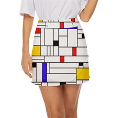 Illustration Geometric Abstract Plates Mosaic Mini Front Wrap Skirt by Wegoenart