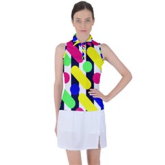 Illustration Geometric Form Circle Line Pattern Women s Sleeveless Polo Tee by Wegoenart