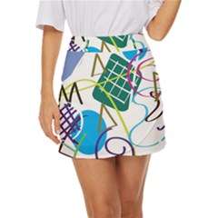 Abstract Pattern Mini Front Wrap Skirt by Wegoenart