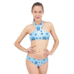 Illustration Virus Pattern High Neck Bikini Set by Wegoenart