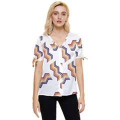 Illustration Abstract-art Diagonal Stripe Stripes Bow Sleeve Button Up Top by Wegoenart