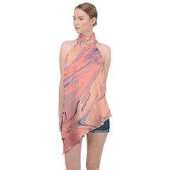 Illustration Background Light Abstract Texture Halter Asymmetric Satin Top by Wegoenart