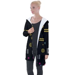 Illustration Geometric Art Colorful Shapes Longline Hooded Cardigan