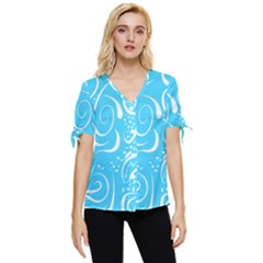 Illustration Scribble Reason Design Pattern Bow Sleeve Button Up Top by Wegoenart