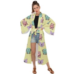 Illustration Animals Pastel Children Colorful Maxi Kimono by Wegoenart