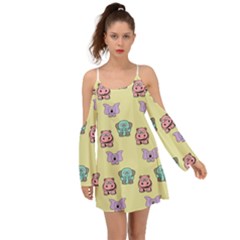Illustration Animals Pastel Children Colorful Kimono Sleeves Boho Dress by Wegoenart