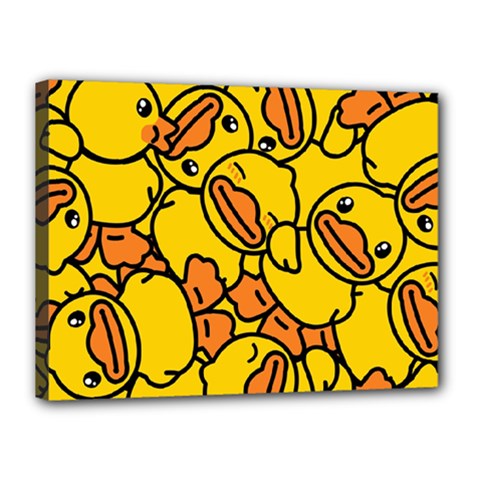 Illustration Duck Cartoon Background Pattern Canvas 16  X 12  (stretched) by Wegoenart