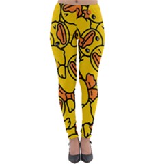 Illustration Duck Cartoon Background Pattern Lightweight Velour Leggings by Wegoenart