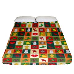 Illustration Template Christmas Pattern Fitted Sheet (queen Size) by Wegoenart