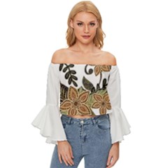 Im Fourth Dimension Colour 54 Off Shoulder Flutter Bell Sleeve Top by imanmulyana