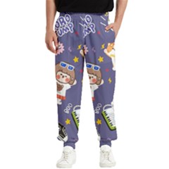 Girl Cartoon Background Pattern Men s Elastic Waist Pants by Sudhe