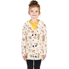 Illustration Bear Cartoon Background Pattern Kids  Double Breasted Button Coat by Sudhe